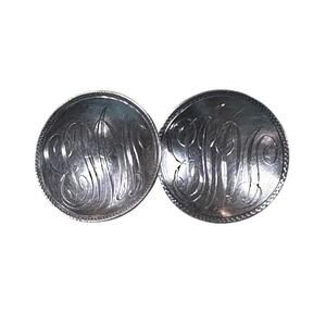 Vintage monogrammed sterling  silver clip on earrings